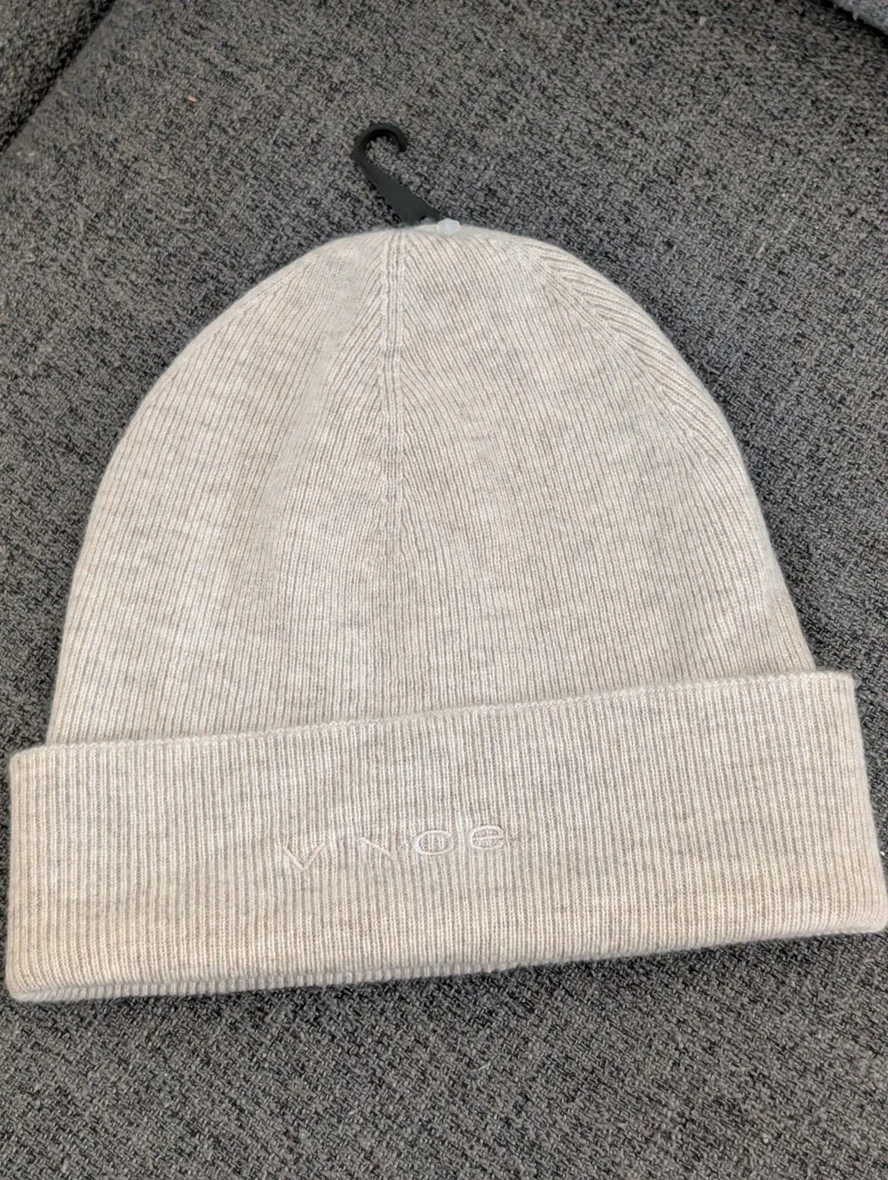 VINCE Fine Rib Double Layer Cuff Knit Hat In Neutral